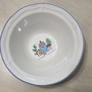 Charming White Cereal Bowl with House Design